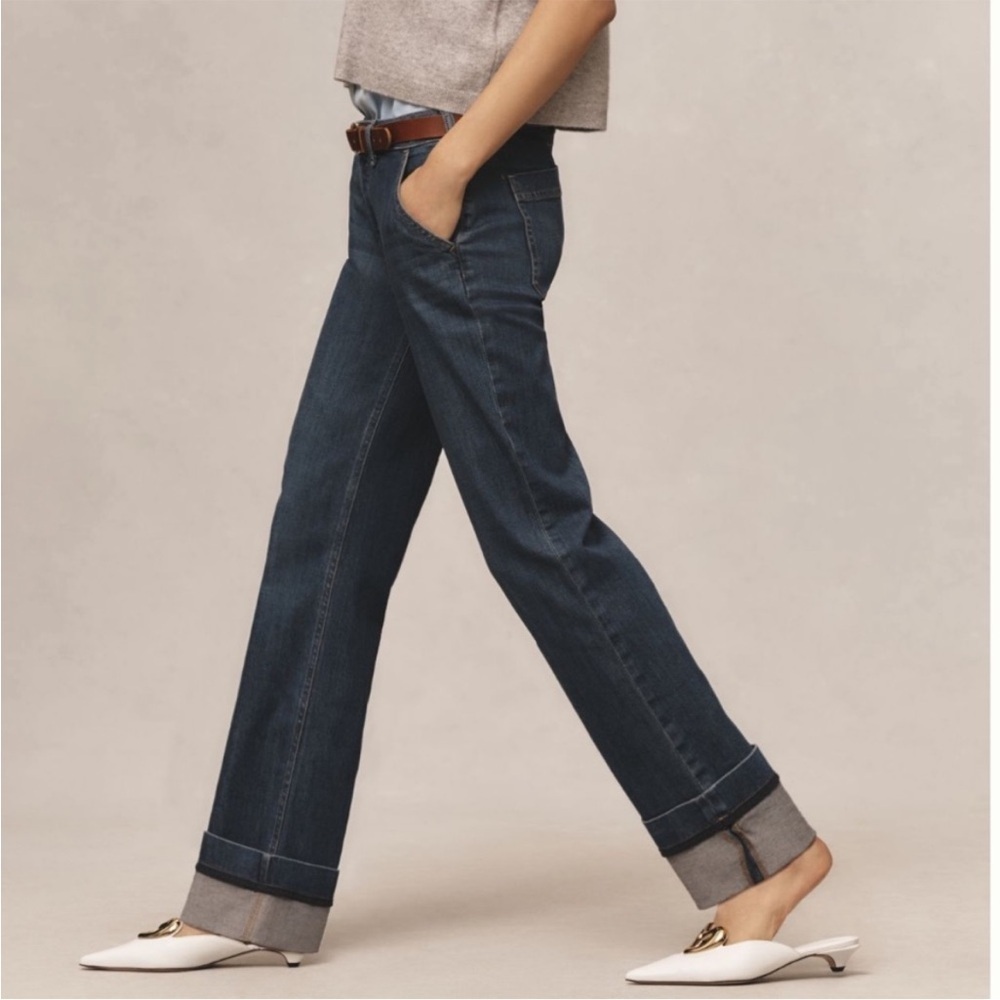 Anthropologie Pilcro The Francais Mid-Rise Cuffed Jeans Wide Leg Size 27